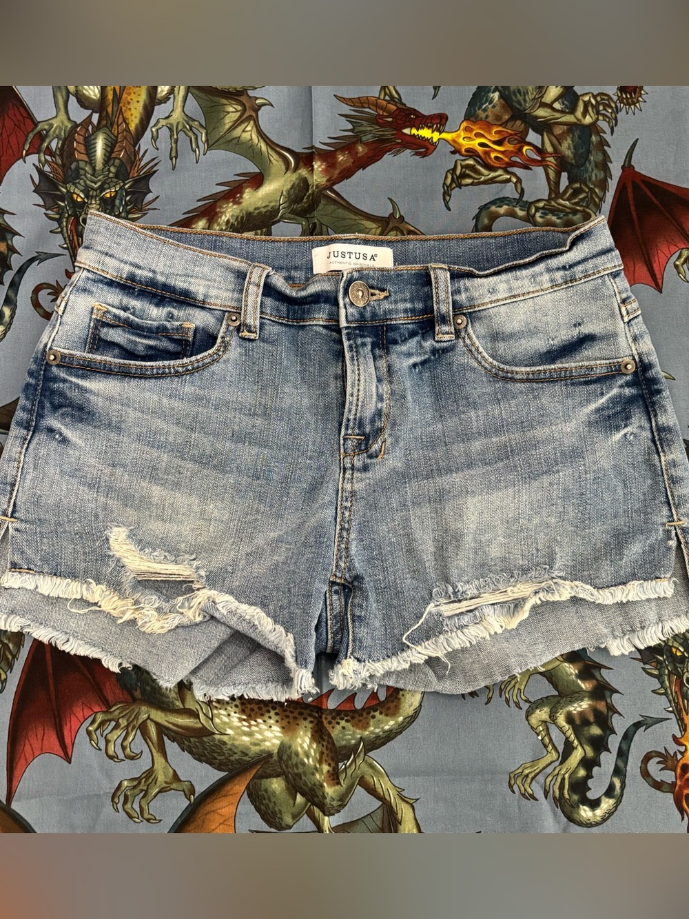 Just USA Distressed Denim Cutoff Shorts, XS